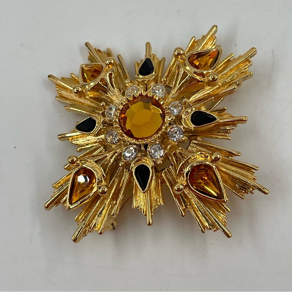 Vintage Joan Rivers 2.75” Large Maltese Cross Brooch Pin Circa 1980 RARE* Signed